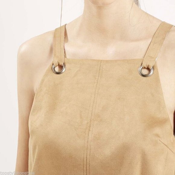 TOPSHOP SUEDETTE PINAFORE TANK TOP - Picture 3 of 9